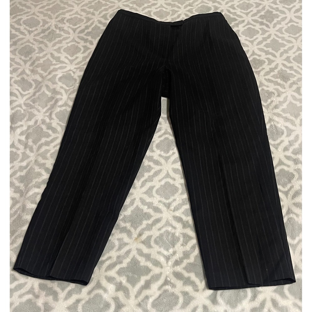 Requirements Petite Mens Black 100% Wool Pinstripe Dress Pants Size 14P Vintage